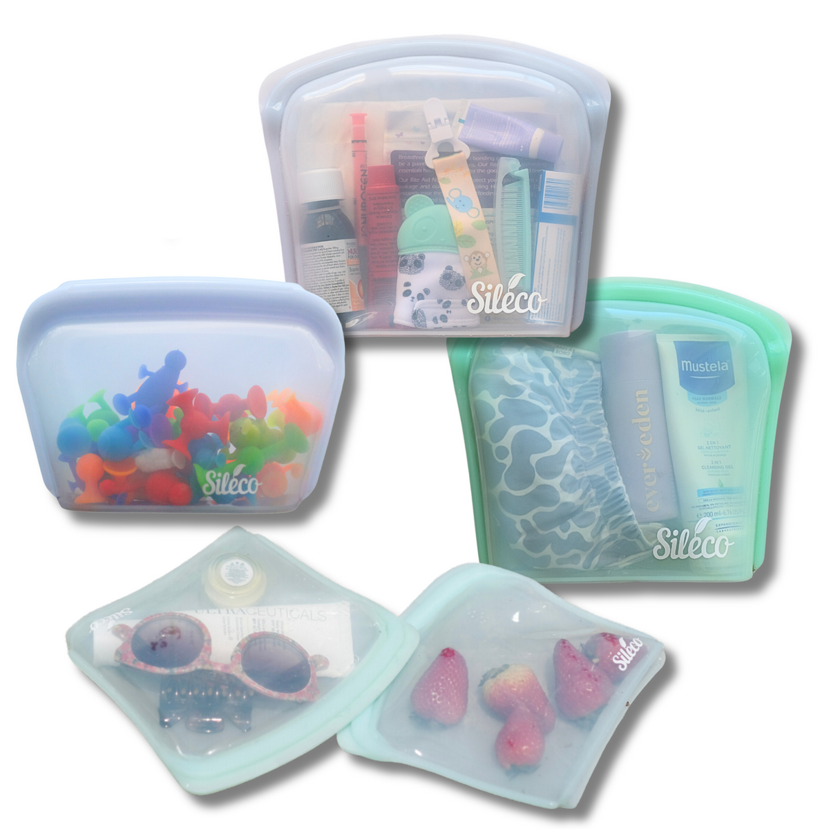 Sileco Reusable Silicone Bag Quintessential Bundle (Pack of 5)